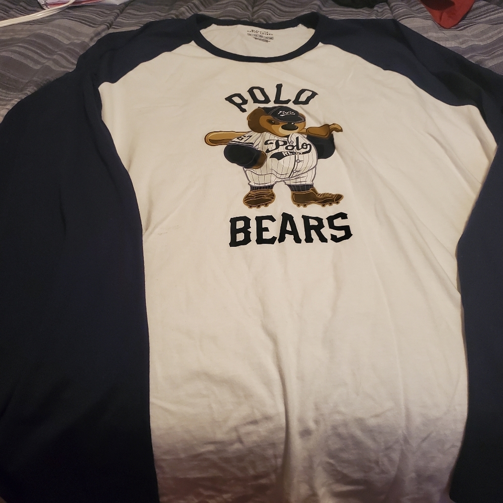 Men's Polo Bear Long Sleeve Baseball Style Shirt